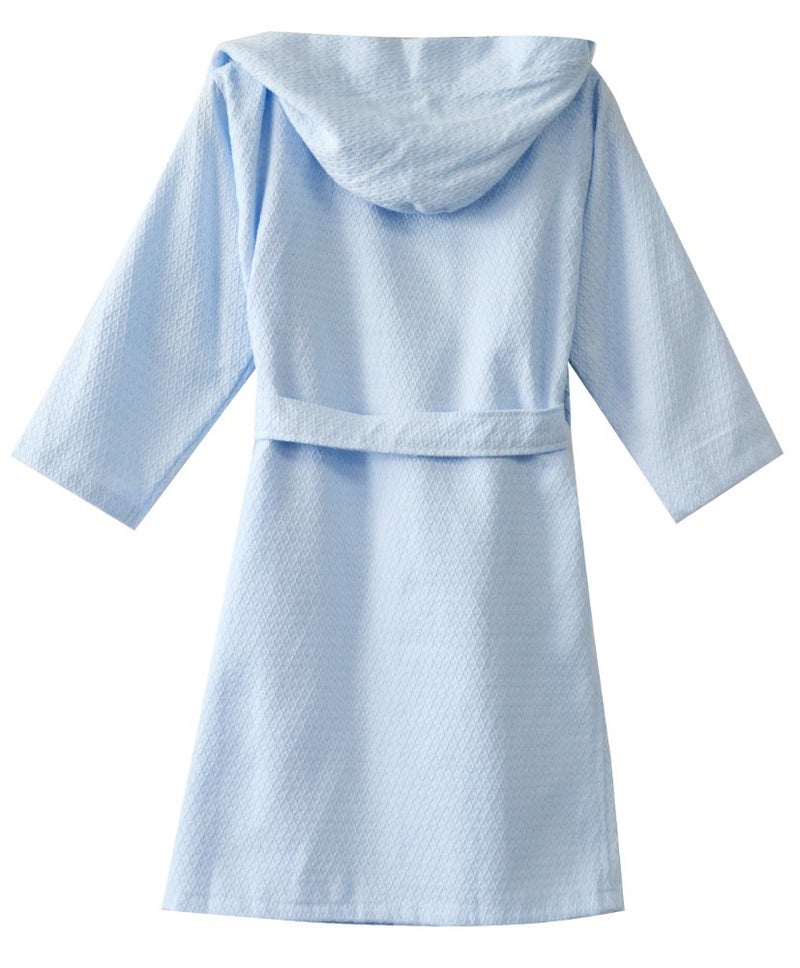 KISBINI 100% Cotton Long Hooded Robes Bathrobe for Kids Children (2-3 Years, Blue) - Image 2